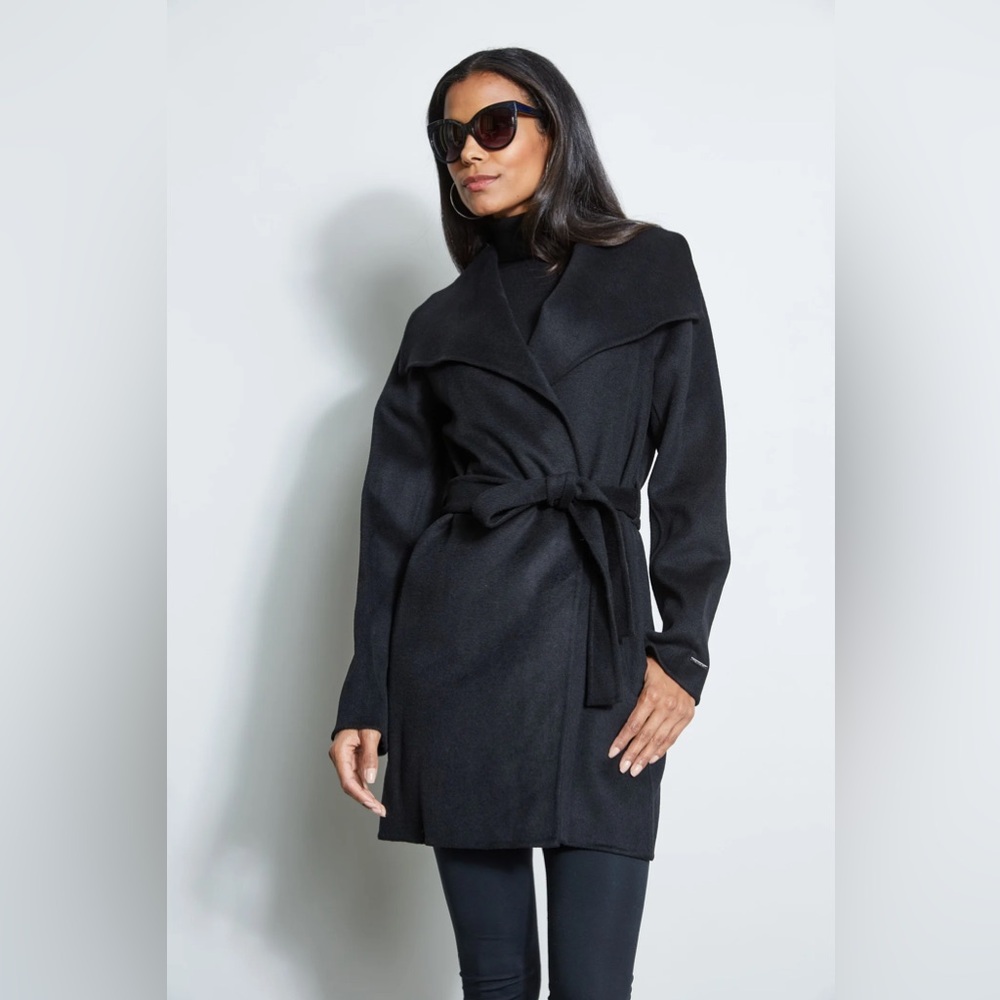 Tahari handmade wool shawl collar coat in M